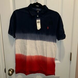 Kids Ralph Lauren Polo Shirt in Navy Blue, White, and Red.
